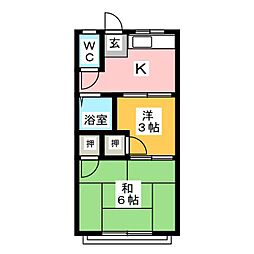 弥平荘 2Kの間取図画像