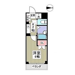 川口プラザD 1Kの間取図画像