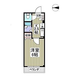 川口プラザD 1Kの間取図画像