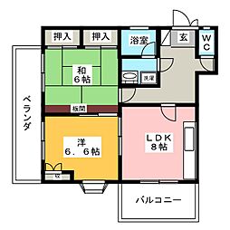 セラヴィ 2LDKの間取図画像