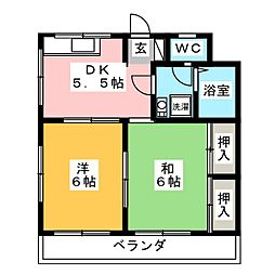 板橋コーポ 2DKの間取図画像