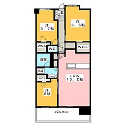 プラウドシティ武蔵浦和ステーションアリーナ 19階3LDKの間取り
