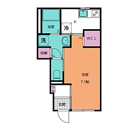 ベスティード 1階1Kの間取り