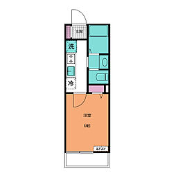 Espacio芝B 1Kの間取図画像