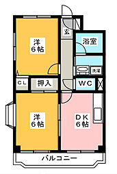 キャッスル北沢上青木 2DKの間取図画像