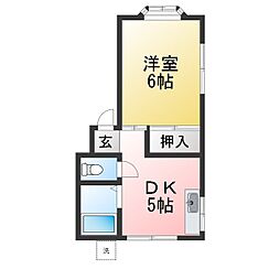 パールハイツ栄 1DKの間取図画像
