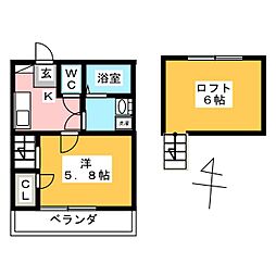 VillettaSouth 1Kの間取図画像