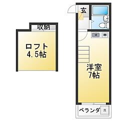 クレイドル3 ワンルームの間取図画像