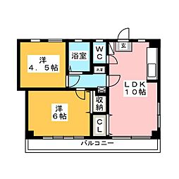 オクトハイツ 2LDKの間取図画像