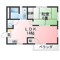 ルヴィラージュ 1LDKの間取図画像