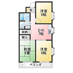 ハピネスマンション 3DKの間取図画像