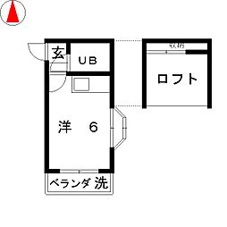 クレイドル3 ワンルームの間取図画像
