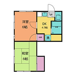 コーポ東和 2階2DKの間取り
