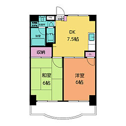 ロイヤルシティ貴藤 1階2DKの間取り