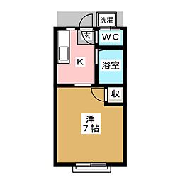 コーポ欅 1階1Kの間取り