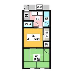 メゾン谷本 1階2Kの間取り