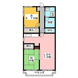 ハイランドウエスト 1階2LDKの間取り
