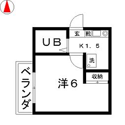 大屋ビル 2階1Kの間取り