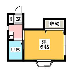 クレストアサカ2 1Kの間取図画像