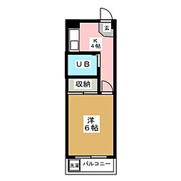 メゾンピュア 1Kの間取図画像