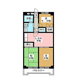 シャテロクボ 3LDKの間取図画像