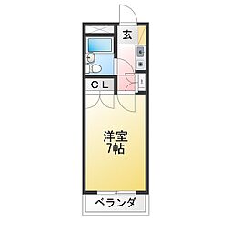 ヴェルドミール 1Kの間取図画像