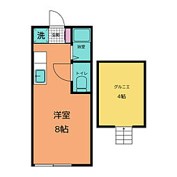 カロハイム ワンルームの間取図画像