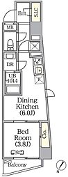 プライムガーデン赤塚 1DKの間取図画像