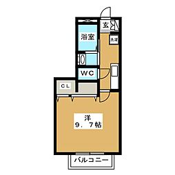 リバーサイド和光 1Kの間取図画像
