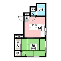 葵ビル 3階1DKの間取り