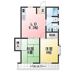 サンヒルズA 2LDKの間取図画像