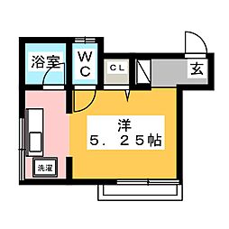 岡村アパート 1階1Kの間取り