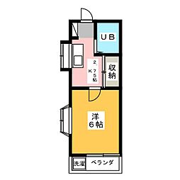 エスポワール保谷 2階1Kの間取り