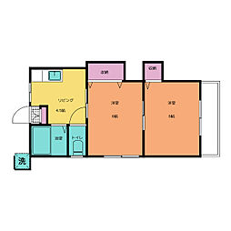 古畑マンション 2階2Kの間取り