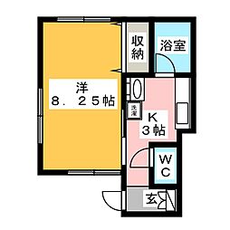 リシャール 1階1Kの間取り