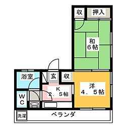 第1共和マンション 1階2Kの間取り