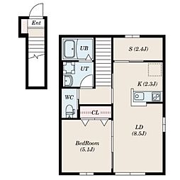La Plumeria 2階1SLDKの間取り