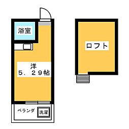 パレスひばりヶ丘 2階ワンルームの間取り