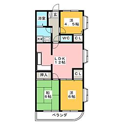 サニープレスキャッスルB 3LDKの間取図画像