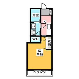 メゾン富士見 1Kの間取図画像