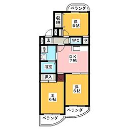 サンキャッスル2 3DKの間取図画像