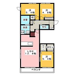 シェールポン 3LDKの間取図画像