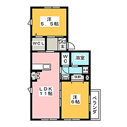 プリミエール 2LDKの間取図画像