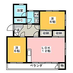 名古屋コーポ 2LDKの間取図画像