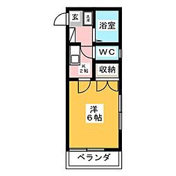 ハナハウス 1Kの間取図画像