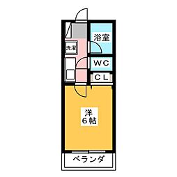 アイダビル 1Kの間取図画像