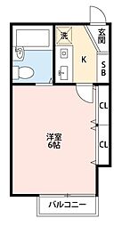 グリーンサンチュリー 1Kの間取図画像