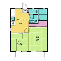 佐保田ハイツ 2DKの間取図画像