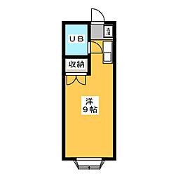 アサヒハイツ2 ワンルームの間取図画像