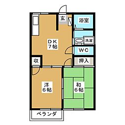 メイプルＫ 2階2DKの間取り